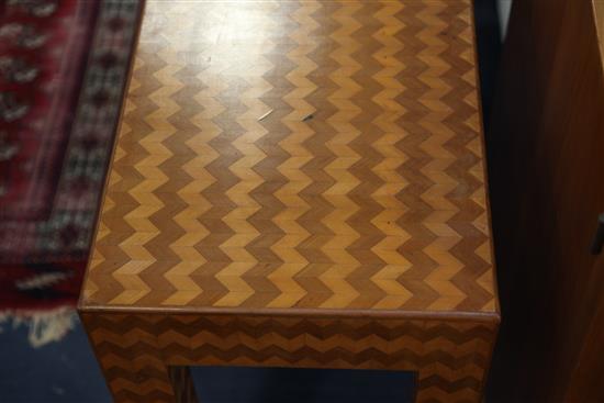 An unusual parquetry inlaid Continental rectangular side table, W.4ft 3in. D.1ft 2in. H.2ft 4in.